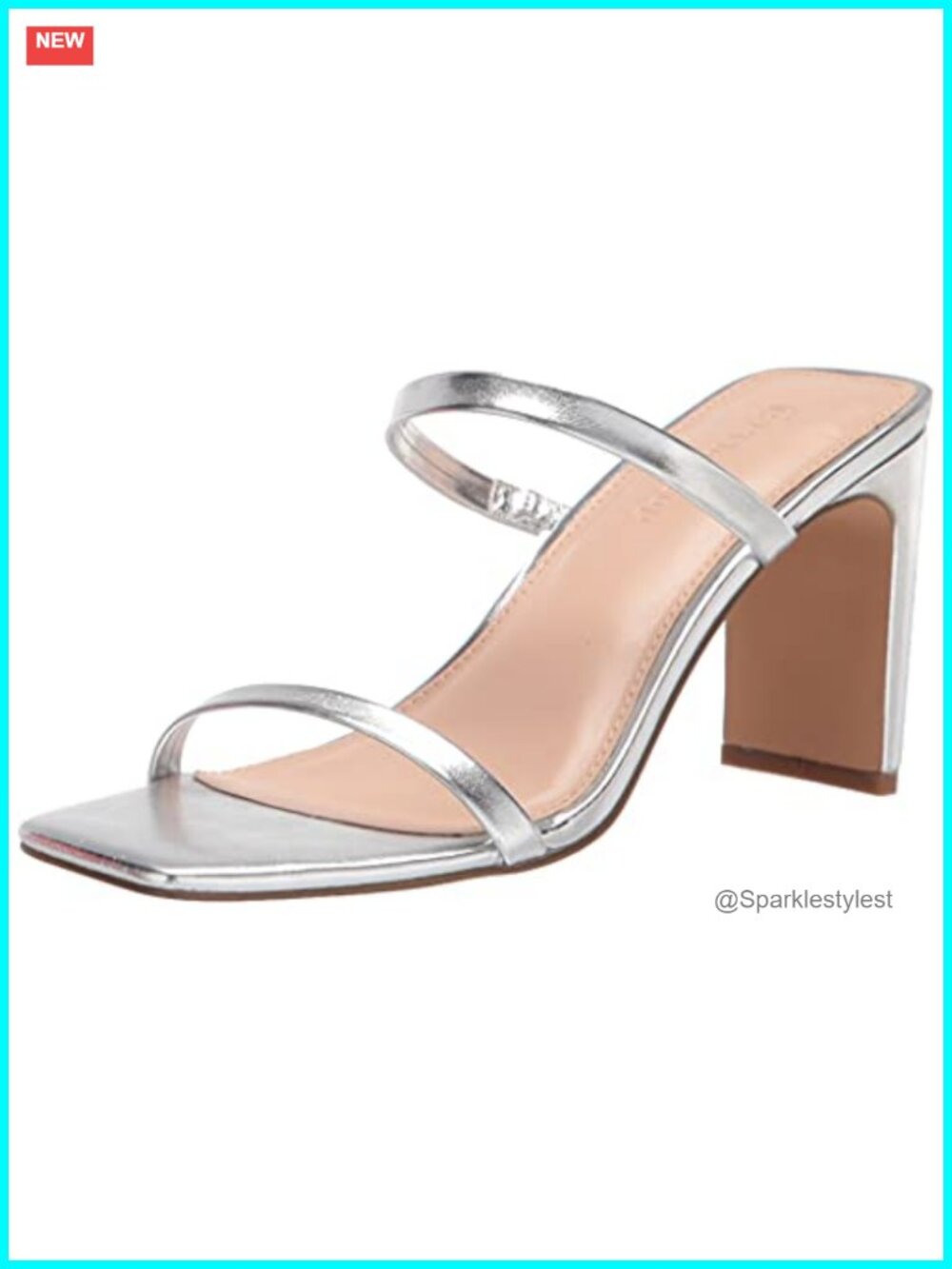 Heeled Sandals with Two Strap Detail and Square Toe